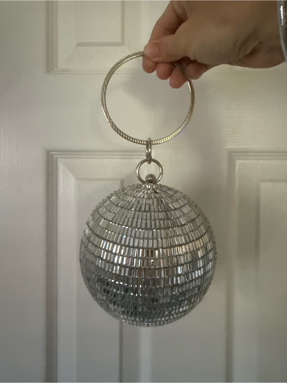Silver Disco Ball Wristlet Clutch